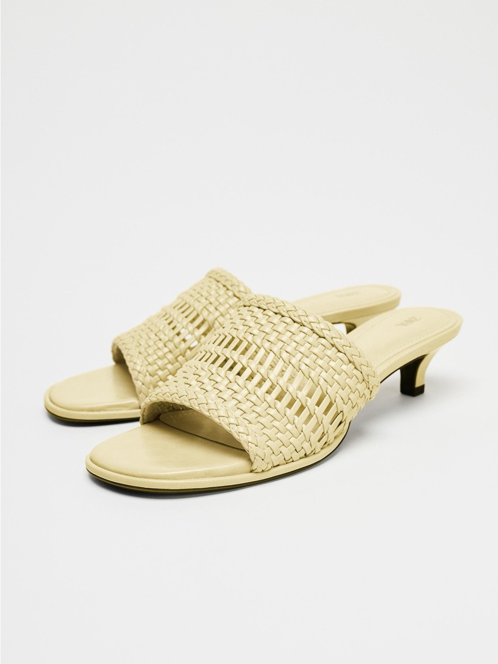 Zara Woven Braided Mules Kitten Heel Size 39